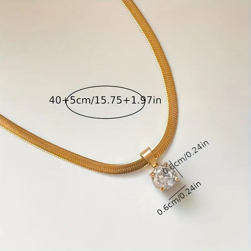 Elegant Rhinestone Pendant Necklace | Gold Maya Henry Jewelry