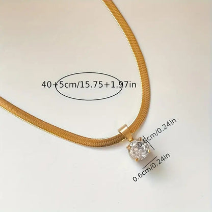 Elegant Rhinestone Pendant Necklace | Gold Maya Henry Jewelry