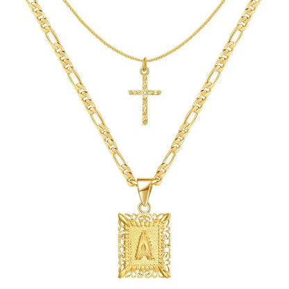 Cross Initial Necklace Set | Gold Maya Henry Jewelry