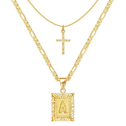 Cross Initial Necklace Set | Gold Maya Henry Jewelry
