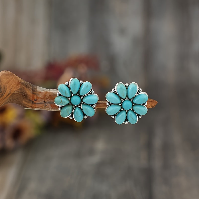 Serelith Turquoise Petal Studs | White Gold Maya Henry Jewelry