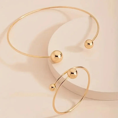 Minimalist Glow Collar & Cuff Bracelet Set | Gold Maya Henry Jewelry