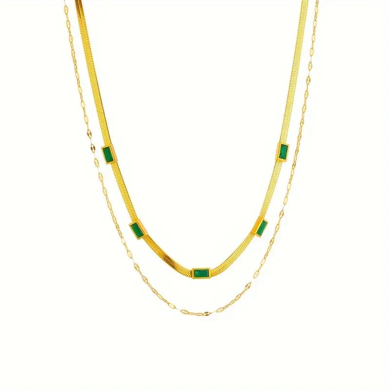 Sorella Gem Double-Layer Retro Gold Necklace Maya Henry Jewelry