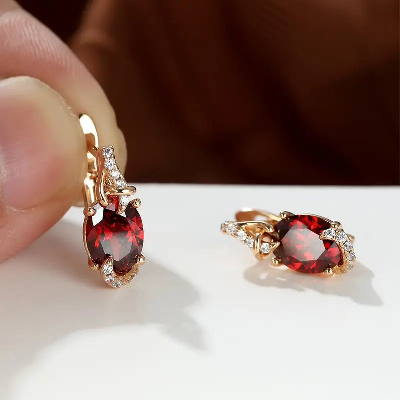 Crimson Twilight Drop Earrings | Gold Maya Henry Jewelry