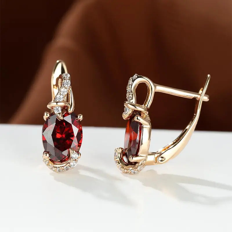 Crimson Twilight Drop Earrings | Gold Maya Henry Jewelry