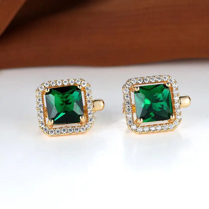 Golden Green Square Zirconia Gold Earrings Maya Henry Jewelry