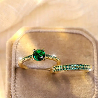 Serena Emerald Duo Ring Set | Gold Maya Henry Jewelry
