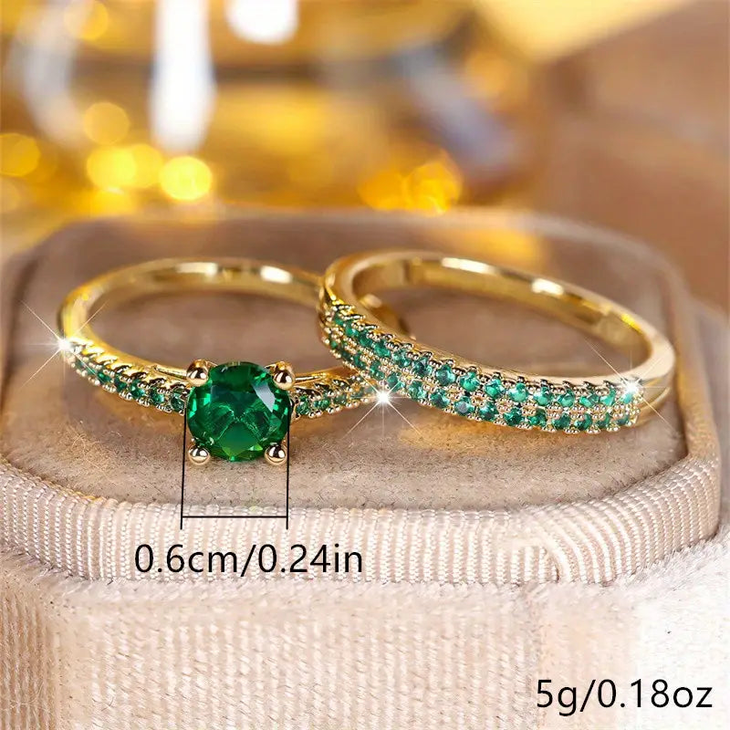 Serena Emerald Duo Ring Set | Gold Maya Henry Jewelry