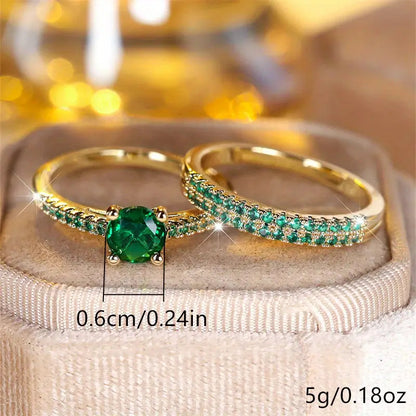 Serena Emerald Duo Ring Set | Gold Maya Henry Jewelry