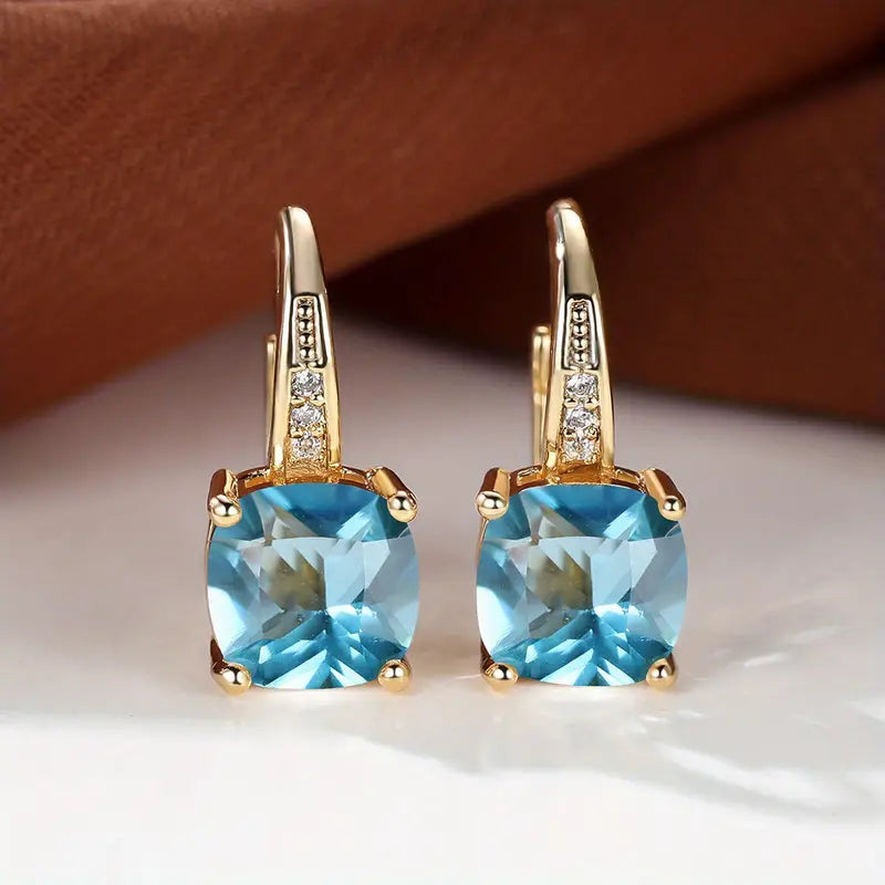 Mystic Sapphire Stone Hoop Earrings | Gold Maya Henry Jewelry