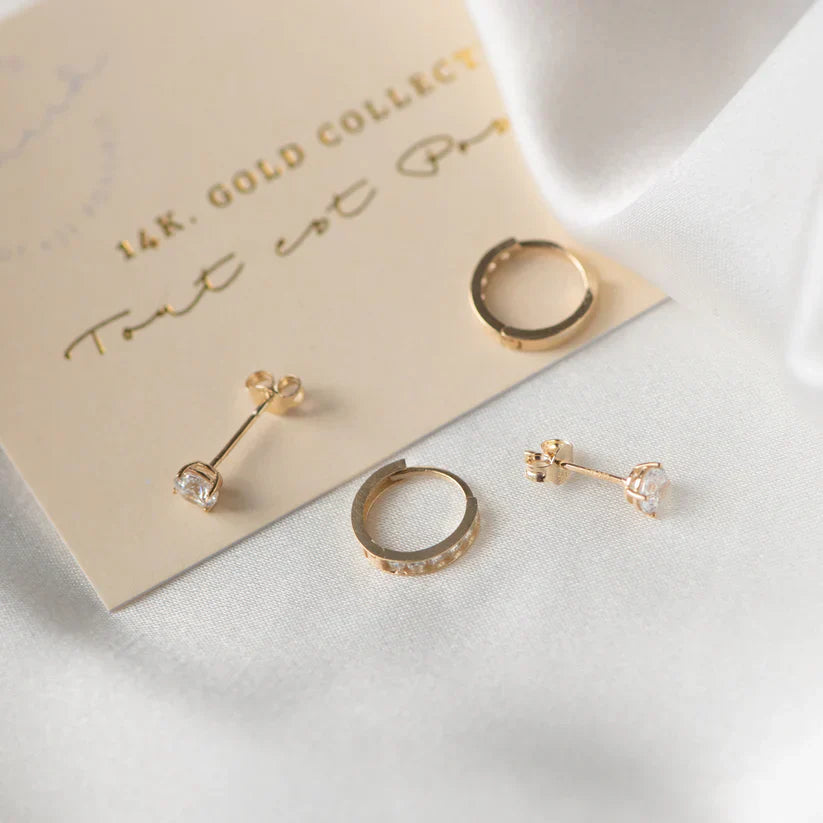 Dara Brillane Stone Earrings Set | Gold Maya Henry Jewelry