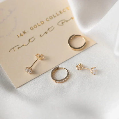 Dara Brillane Stone Earrings Set | Gold Maya Henry Jewelry