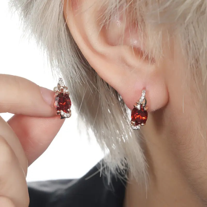 Crimson Twilight Drop Earrings | Gold Maya Henry Jewelry