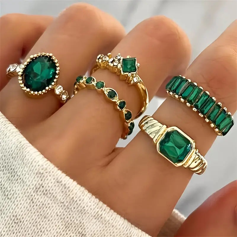 Zarina Exquisite Emerald Ring Set | Gold Maya Henry Jewelry