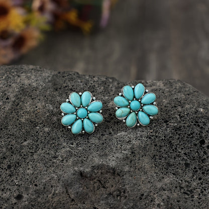 Serelith Turquoise Petal Studs | White Gold Maya Henry Jewelry
