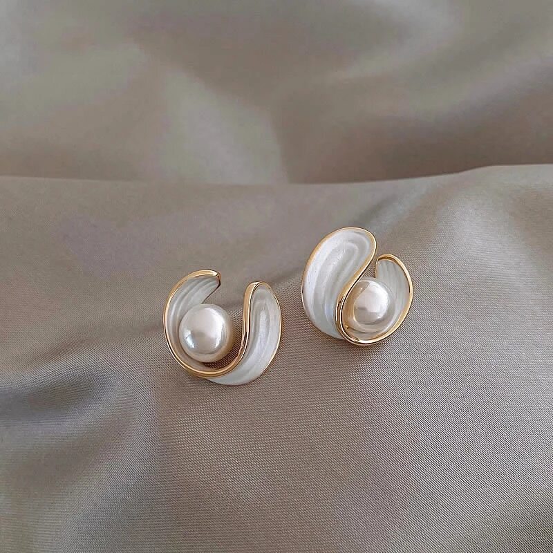 Luxury White Opal Earrings with Pearls in Gold Maya Henry Jewelry