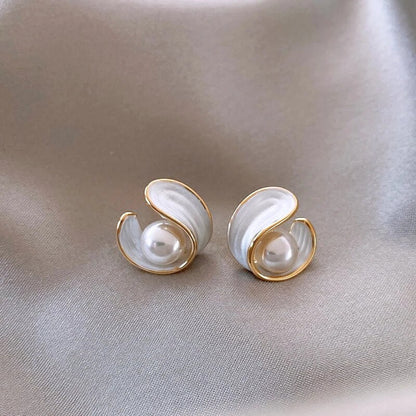 Luxury White Opal Earrings with Pearls in Gold Maya Henry Jewelry