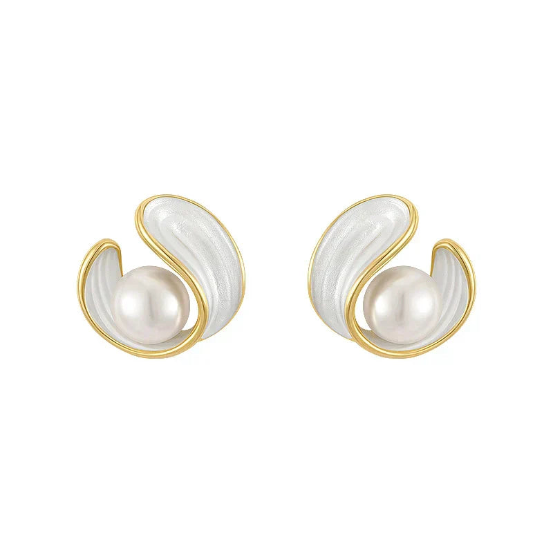 Luxury White Opal Earrings with Pearls in Gold Maya Henry Jewelry