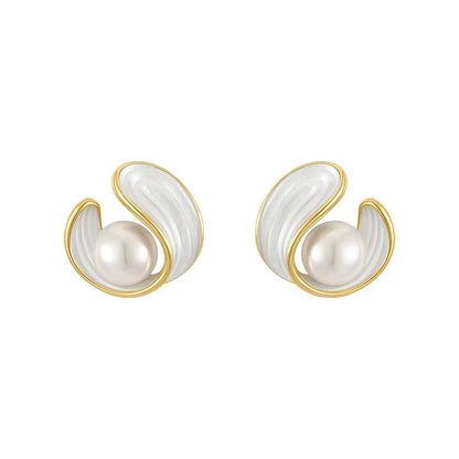 Luxury White Opal Earrings with Pearls in Gold Maya Henry Jewelry