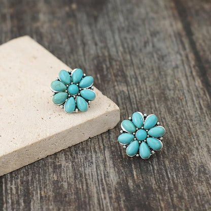 Serelith Turquoise Petal Studs | White Gold Maya Henry Jewelry
