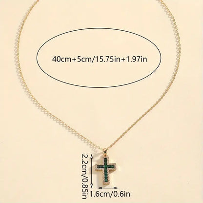 Solene Emerald Cross Pendant Necklace | Gold Maya Henry Jewelry