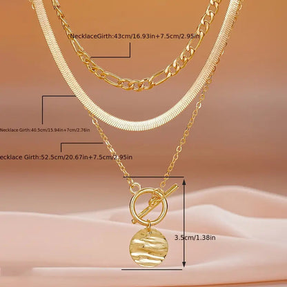 Savira Textured Coin Layered Necklace | Gold Maya Henry Jewelry