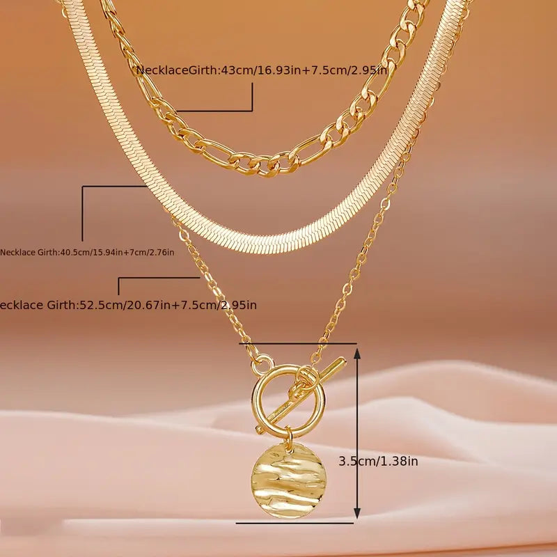Savira Textured Coin Layered Necklace | Gold Maya Henry Jewelry