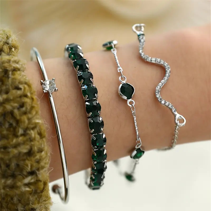 Green Gemstone Bracelet Set Maya Henry Jewelry