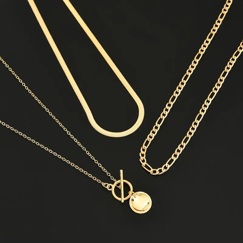 Savira Textured Coin Layered Necklace | Gold Maya Henry Jewelry