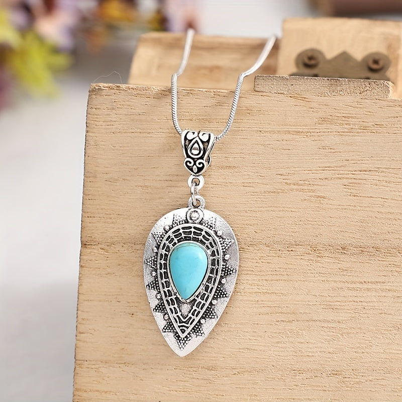 Arlisse Turquoise Teardrop Necklace | White Gold Maya Henry Jewelry