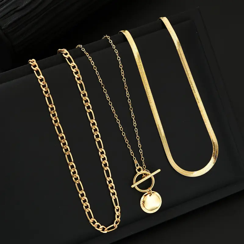 Savira Textured Coin Layered Necklace | Gold Maya Henry Jewelry