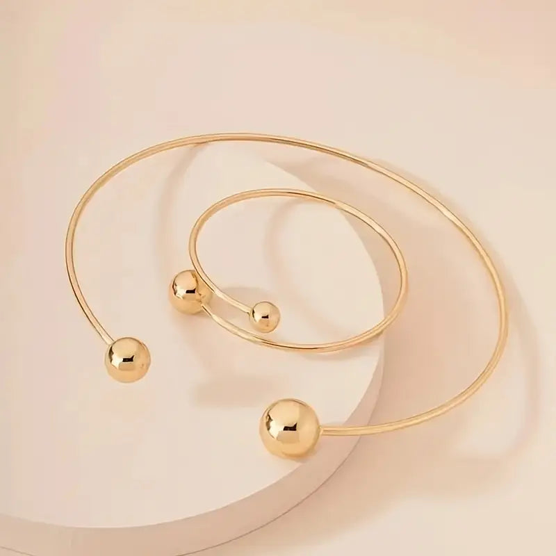 Minimalist Glow Collar & Cuff Bracelet Set | Gold Maya Henry Jewelry