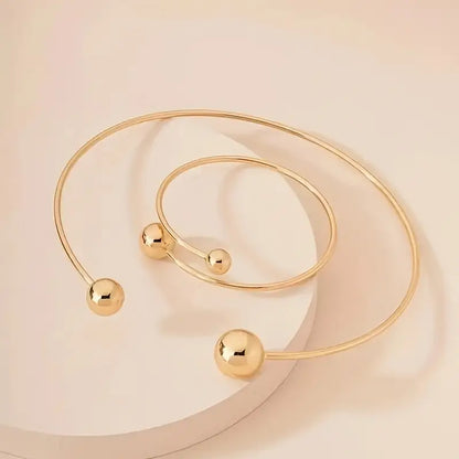Minimalist Glow Collar & Cuff Bracelet Set | Gold Maya Henry Jewelry