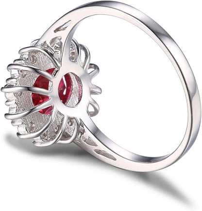 Classic Ruby Halo Ring | White Gold Maya Henry Jewelry