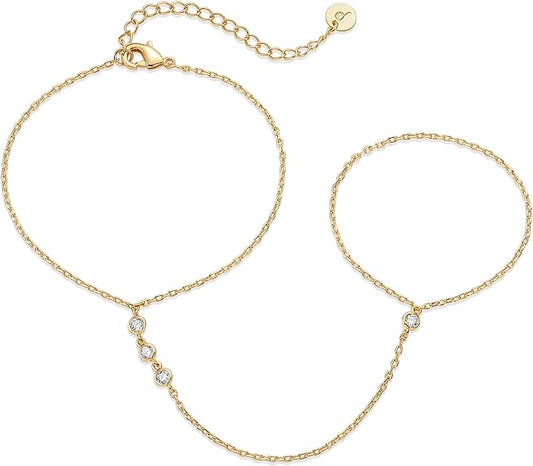 Beaded Handchain Bracelet | Gold Maya Henry Jewelry