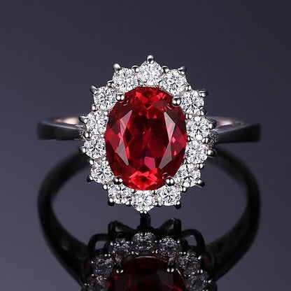 Classic Ruby Halo Ring | White Gold Maya Henry Jewelry