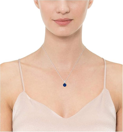 Round Cut Sapphire Necklace | White Gold Maya Henry Jewelry