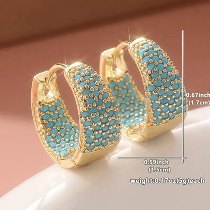 Golden-Tone Turquoise Beaded Hoop Earrings | Gold Maya Henry Jewelry