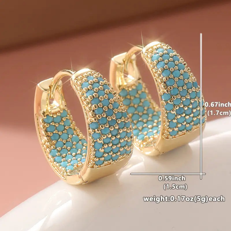 Golden-Tone Turquoise Beaded Hoop Earrings | Gold Maya Henry Jewelry