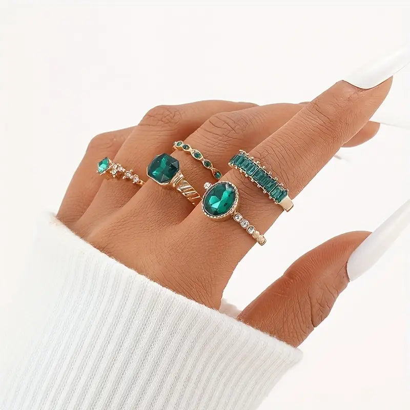 Zarina Exquisite Emerald Ring Set | Gold Maya Henry Jewelry