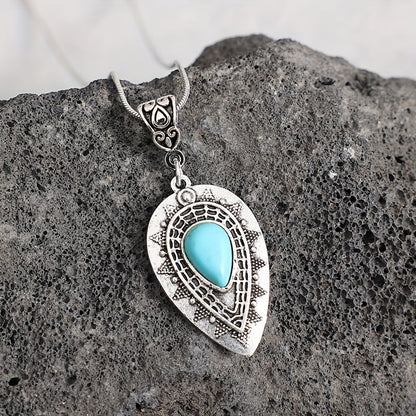 Arlisse Turquoise Teardrop Necklace | White Gold Maya Henry Jewelry
