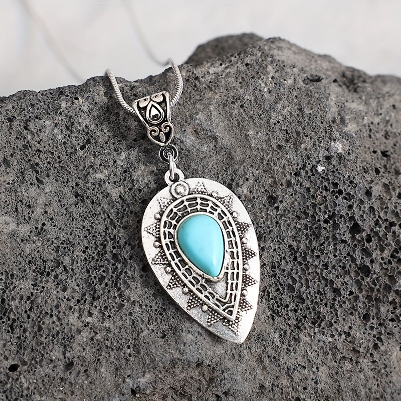 Arlisse Turquoise Teardrop Necklace | White Gold Maya Henry Jewelry