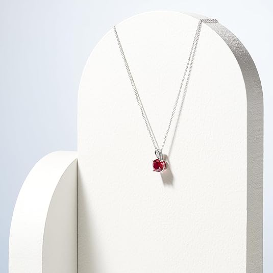 Round Cut Ruby Necklace | White Gold Maya Henry Jewelry