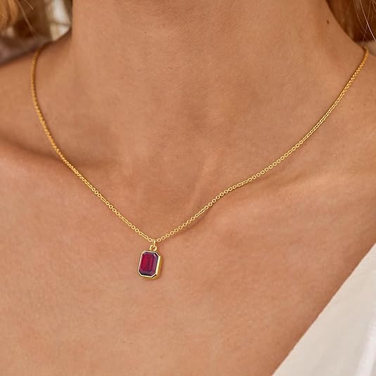 Paperclip Layered Ruby Necklace | Gold Maya Henry Jewelry