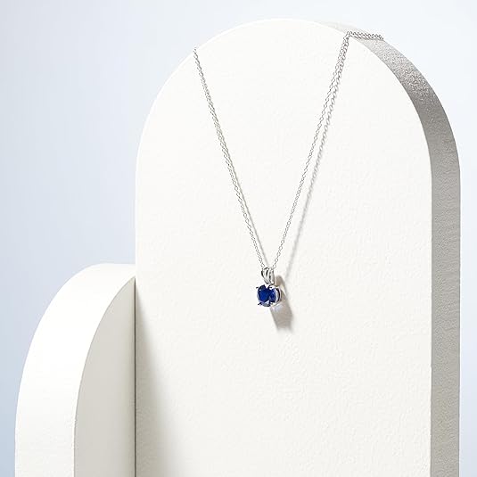 Round Cut Sapphire Necklace | White Gold Maya Henry Jewelry