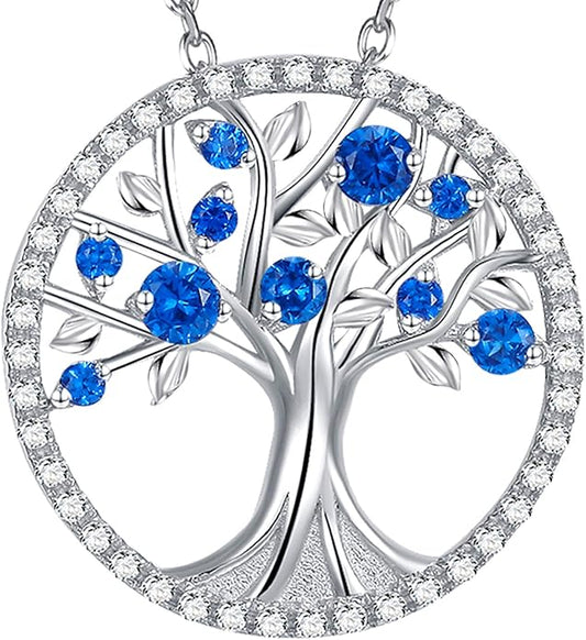 Tree of Life Sapphire Necklace | White Gold Maya Henry Jewelry