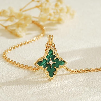 Emerald Clover Pendant Necklace | Gold Maya Henry Jewelry