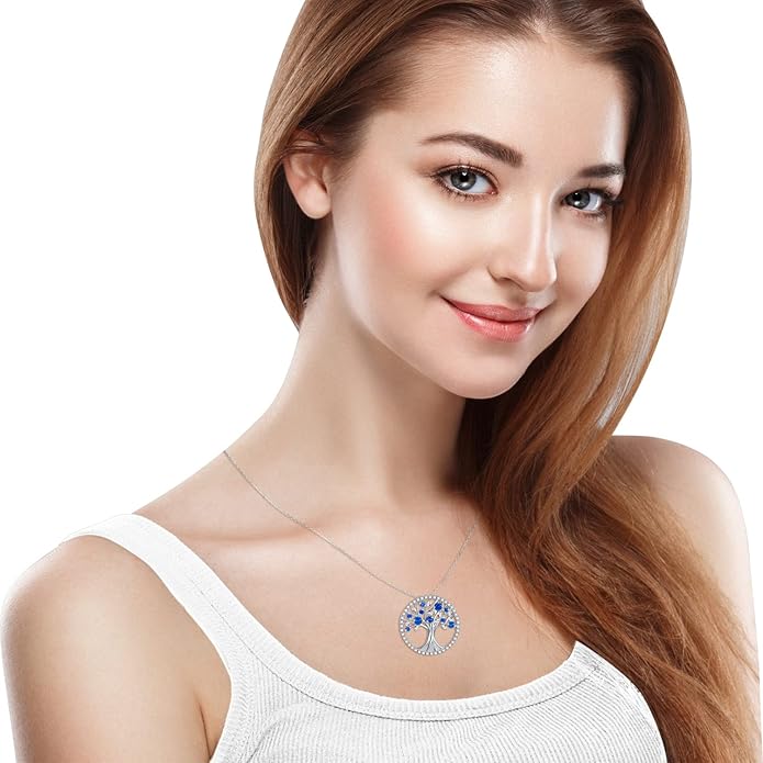 Tree of Life Sapphire Necklace | White Gold Maya Henry Jewelry