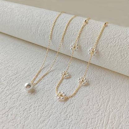 Floral Pearl Layered Necklace | Gold Maya Henry Jewelry