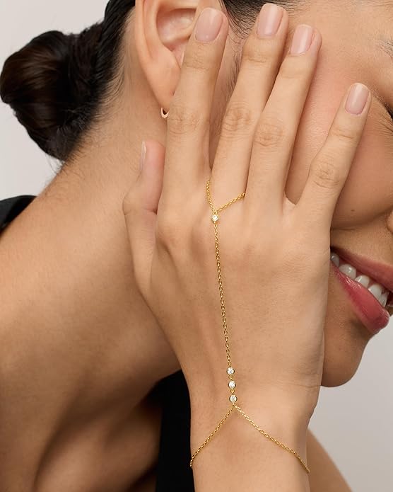 Beaded Handchain Bracelet | Gold Maya Henry Jewelry